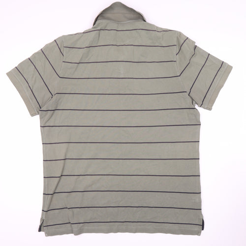 Charles Tyrwhitt Men's Green Striped Polo Shirt XL