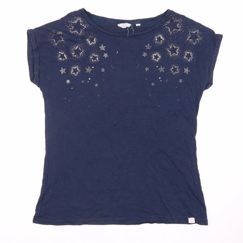 Fat Face Women's Blue M T-Shirt, Star Accents, Casual Wear
