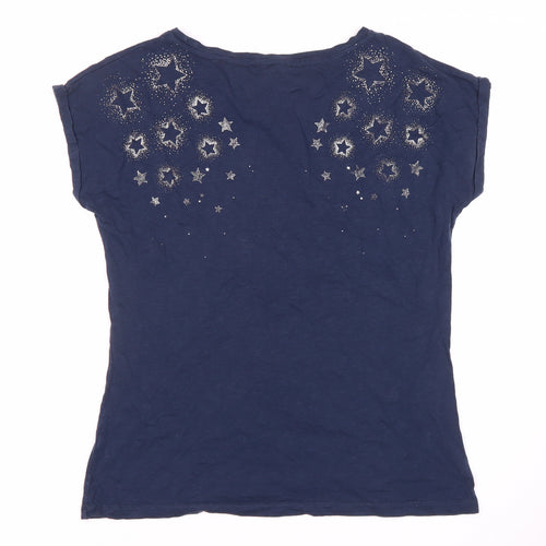 Fat Face Women's Blue M T-Shirt, Star Accents, Casual Wear