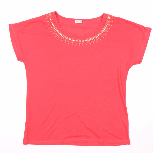 Damart Women's Red Beaded Linen T-Shirt - M, Casual