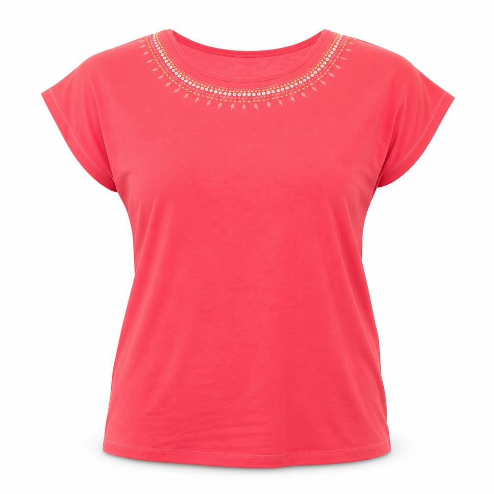 Damart Women's Red Beaded Linen T-Shirt - M, Casual