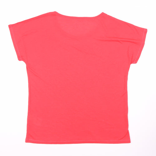 Damart Women's Red Beaded Linen T-Shirt - M, Casual