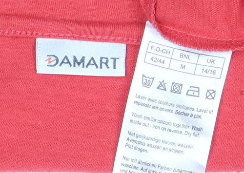Damart Women's Red Beaded Linen T-Shirt - M, Casual