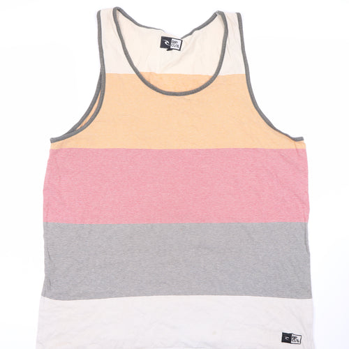 Rip Curl Men's L Multicoloured Sleeveless Striped T-Shirt