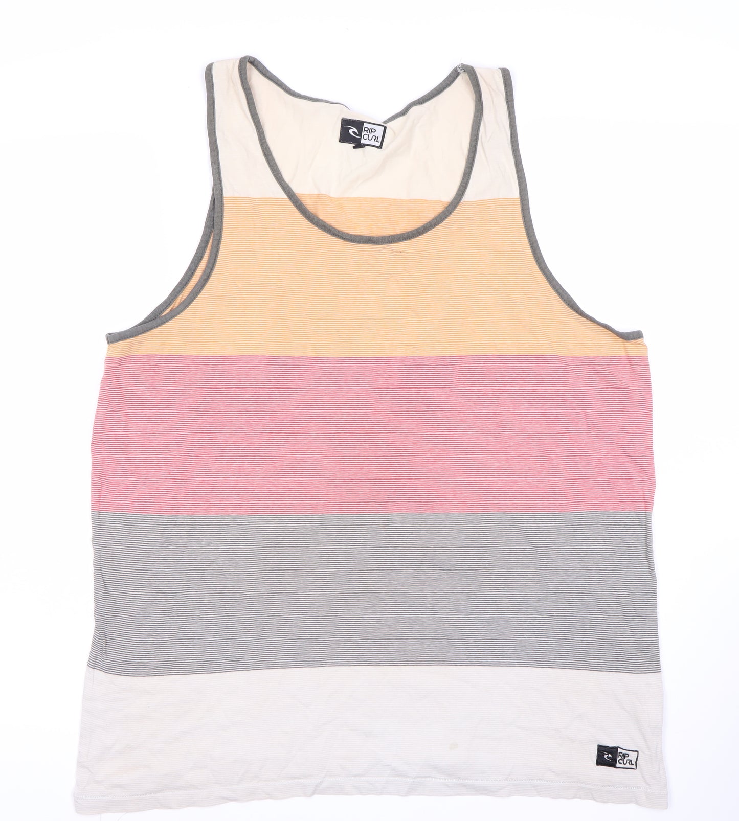 Rip Curl Men's L Multicoloured Sleeveless Striped T-Shirt