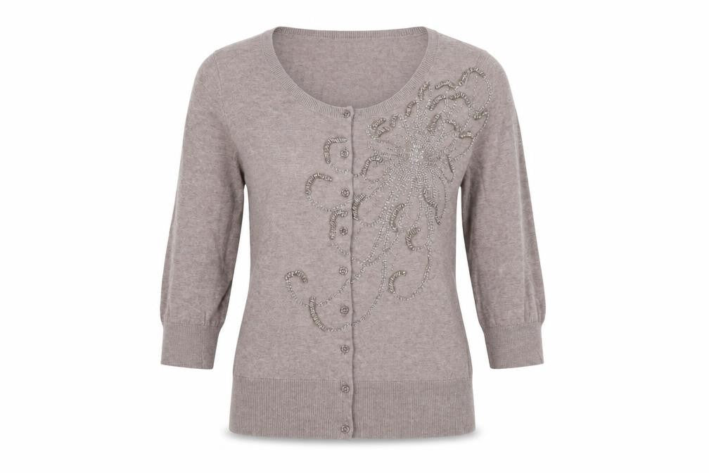Front view of Monsoon Women's Beige Cardigan, size 10
