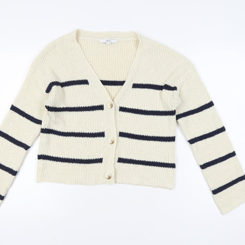 Next Women Ivory Striped Cardigan S V-Neck