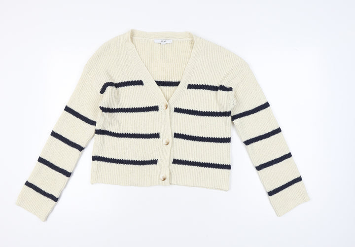 Next Women Ivory Striped Cardigan S V-Neck