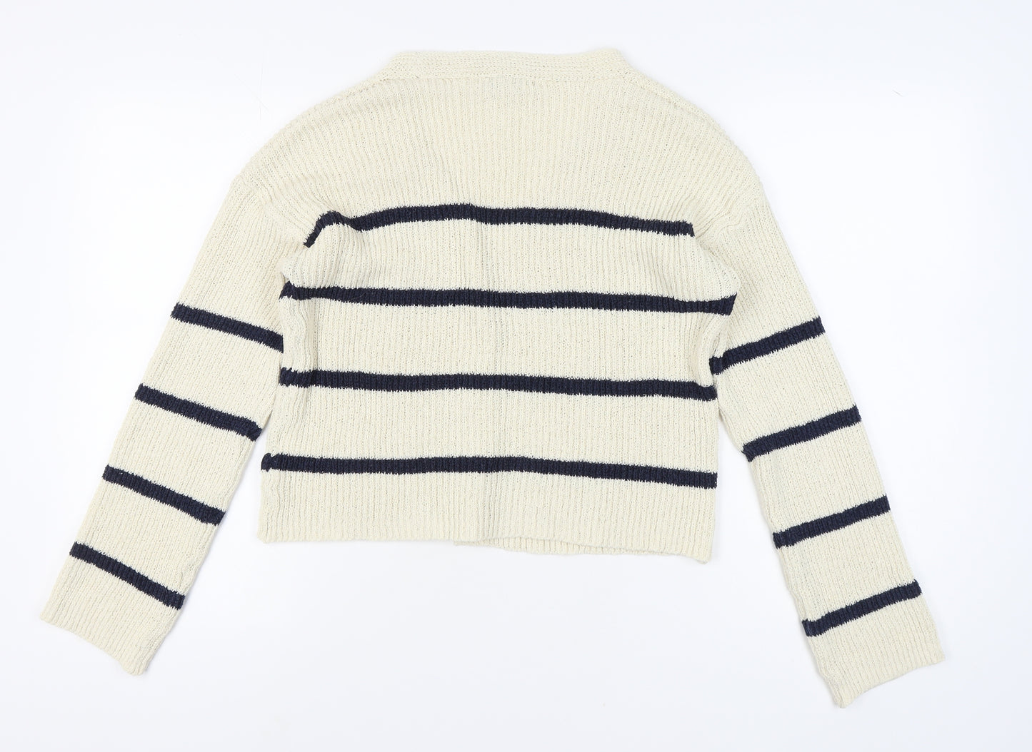 Next Women Ivory Striped Cardigan S V-Neck