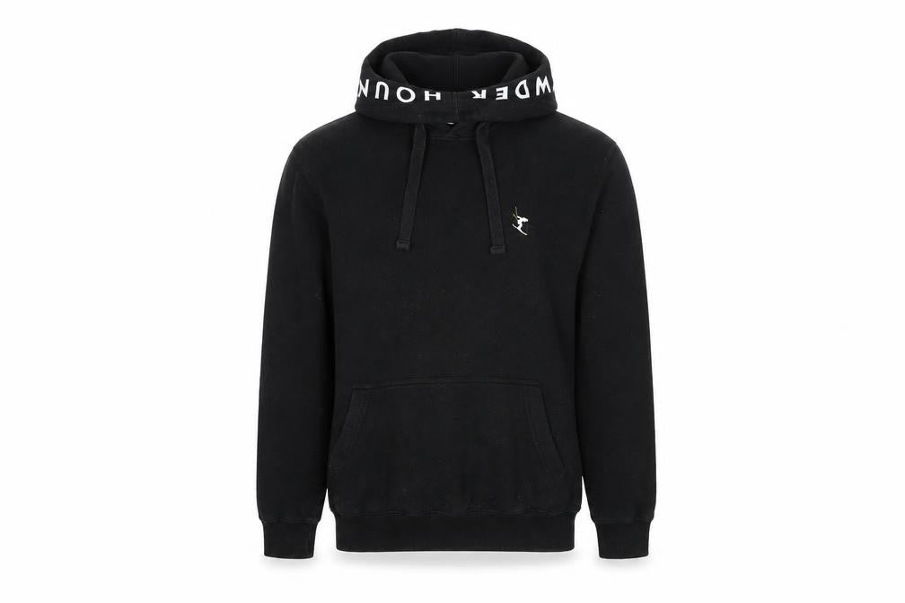 Front view of Powderhound Men's Black L Pullover Hoodie Ski Style