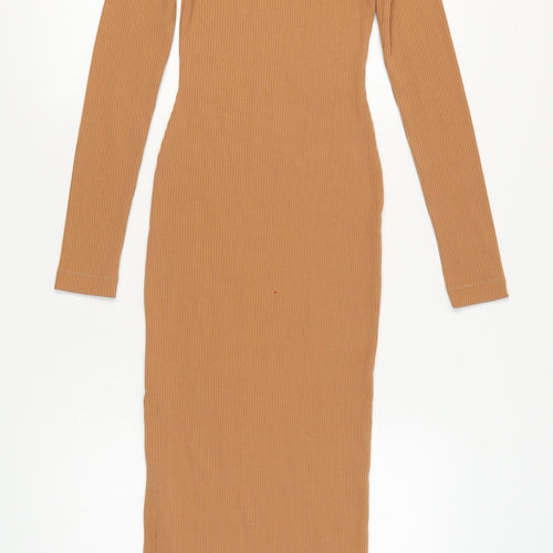 Marks and Spencer Brown XS Midi Bodycon Dress