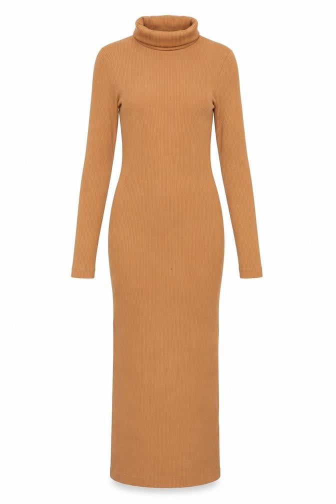 Front view of Marks & Spencer Brown XS Midi Bodycon Dress