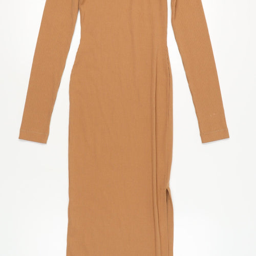 Marks and Spencer Brown XS Midi Bodycon Dress