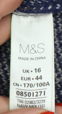 Marks and Spencer Women's Blue Open Front Cardigan Size 16