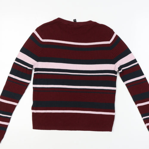 H&M Women's Multicoloured Striped Pullover Jumper, Size L
