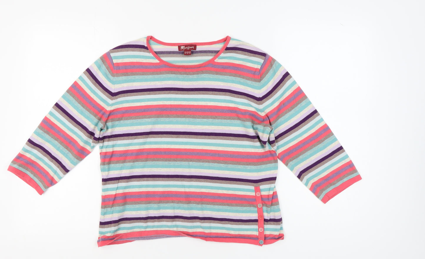 Monsoon Women's Multicoloured Striped Pullover Jumper Size 16