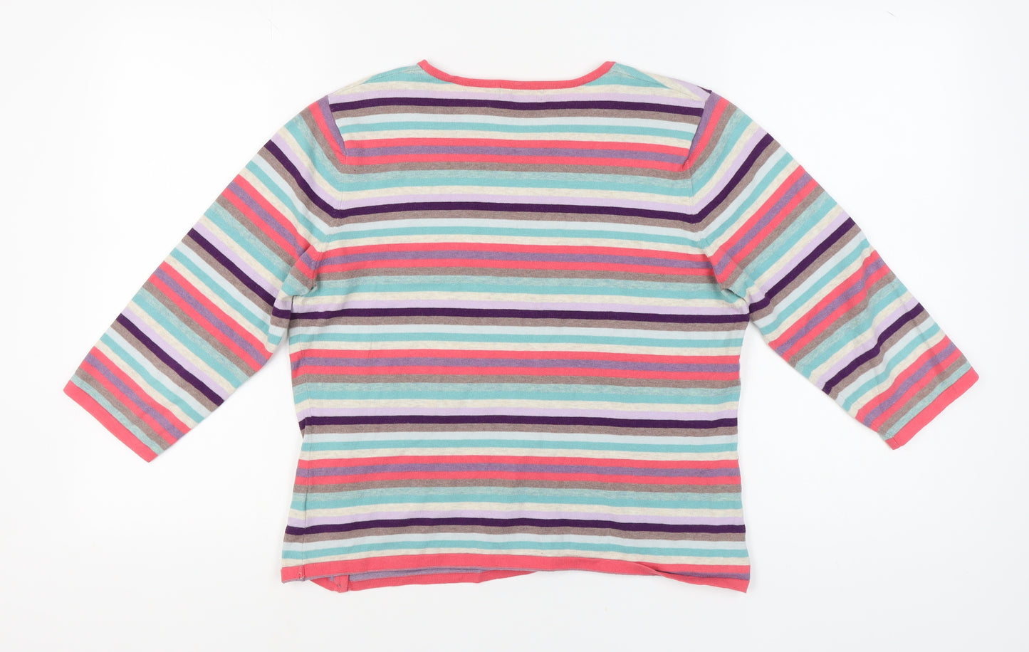 Monsoon Women's Multicoloured Striped Pullover Jumper Size 16