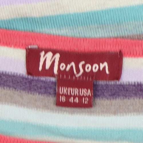 Monsoon Women's Multicoloured Striped Pullover Jumper Size 16