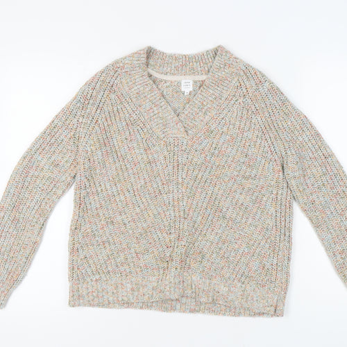 John Lewis Women's Multicoloured V-Neck Knit Jumper Size 10