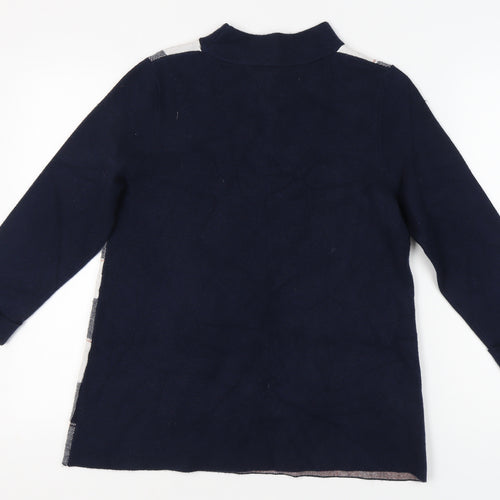 Max Studio Women's L Blue Check Mock Neck Jumper