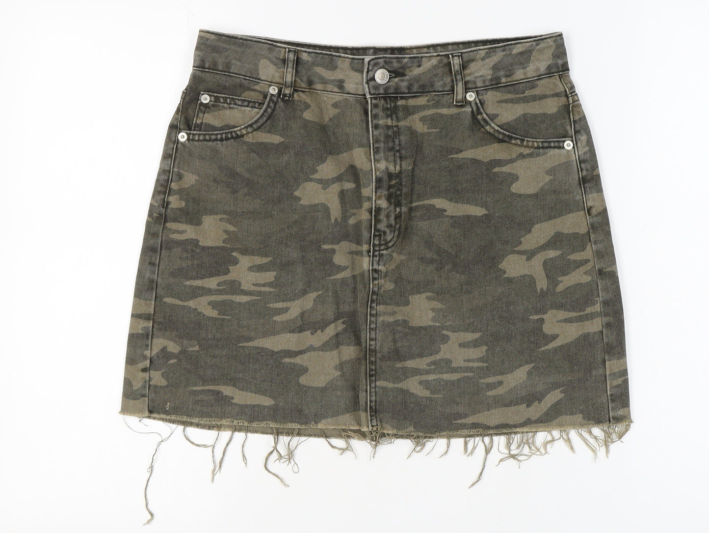 Topshop Women’s Green Camo Mini Skirt Size 12