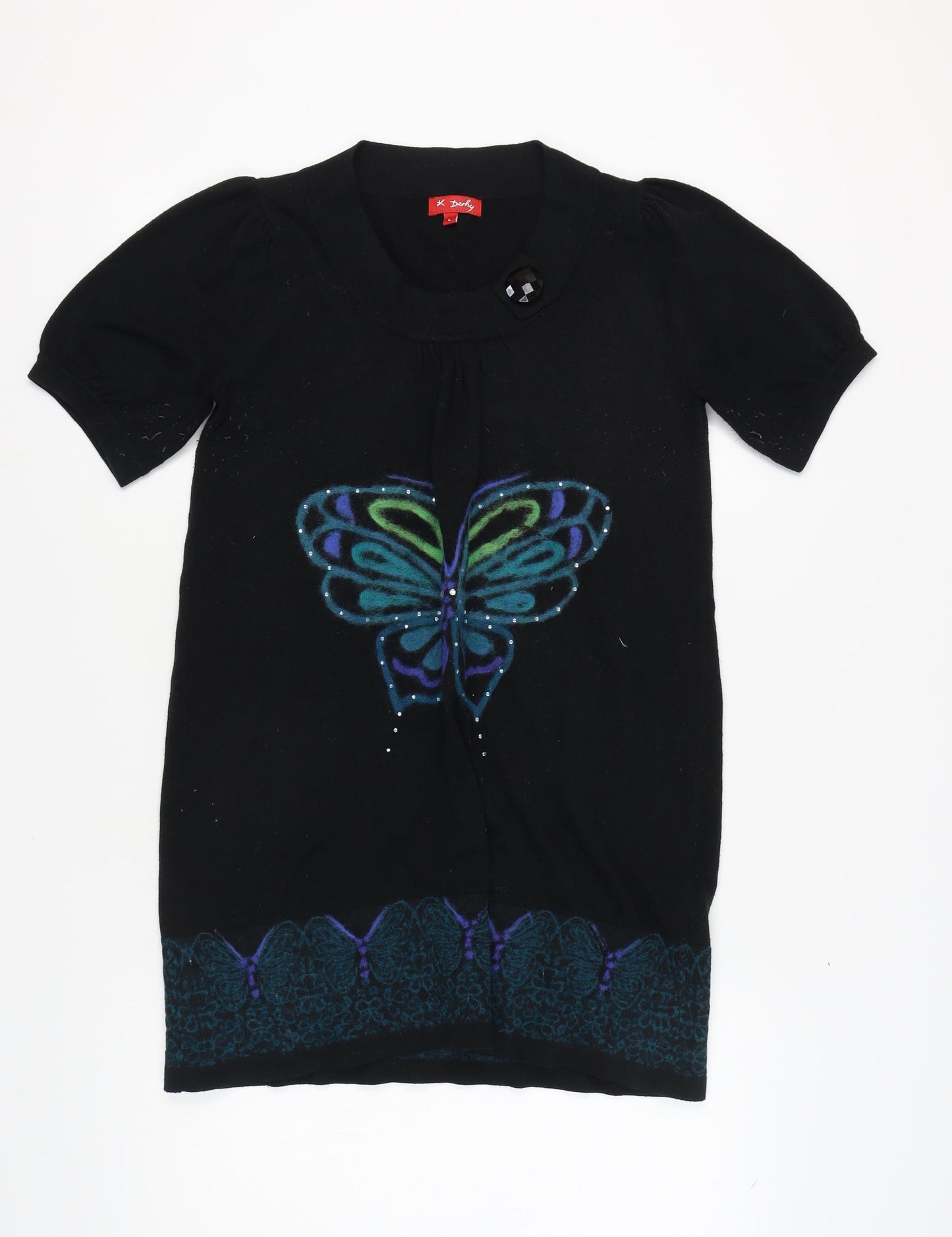 Derhy Women's Black Butterfly Shift Dress L
