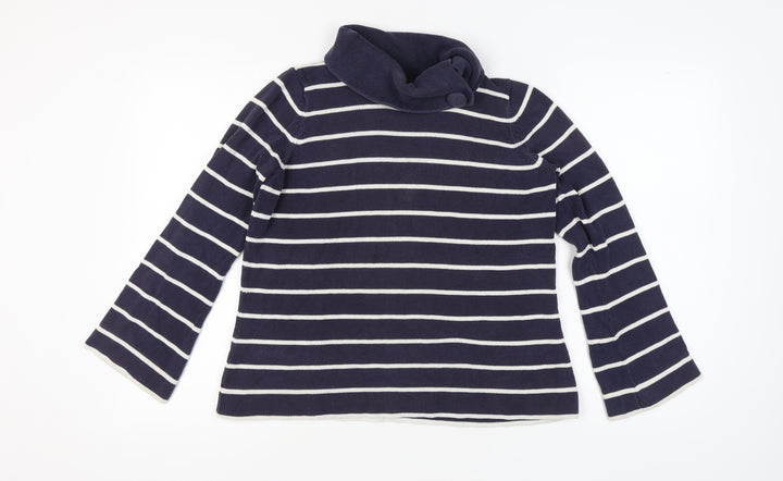 Marks and Spencer Women's Blue Stripe Cowl Neck Jumper