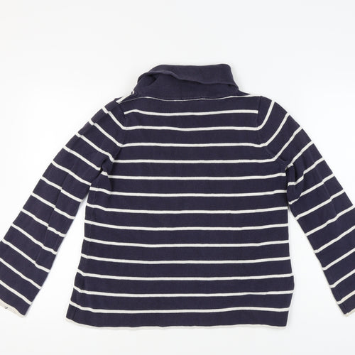 Marks and Spencer Women's Blue Stripe Cowl Neck Jumper