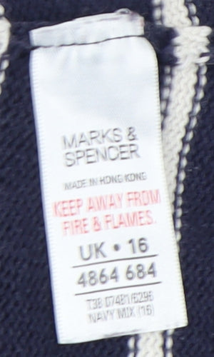 Marks and Spencer Women's Blue Stripe Cowl Neck Jumper