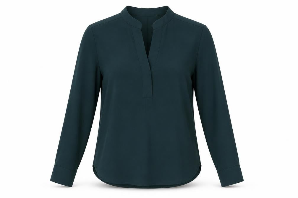Front view of H&M Women's Green, size 4, Collared Blouse