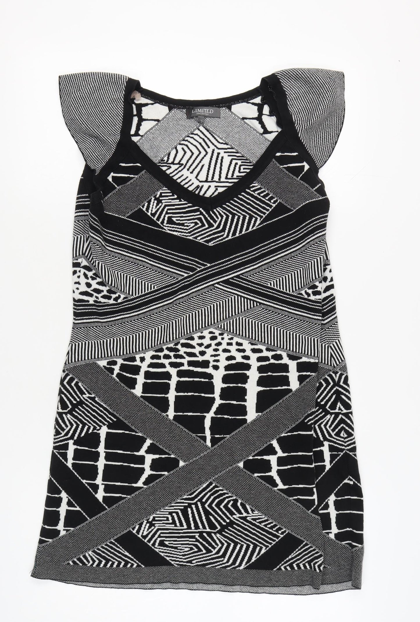 Marks and Spencer Women's Black & White Geometric Shift Dress, Size 18