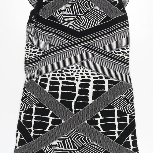 Marks and Spencer Women's Black & White Geometric Shift Dress, Size 18