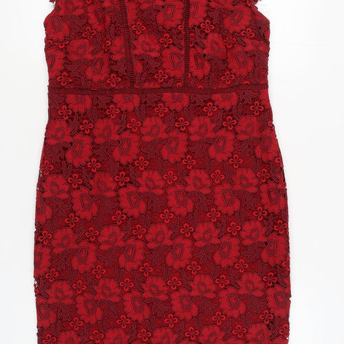 Marks and Spencer Women’s Red Floral Lace Dress Size 14