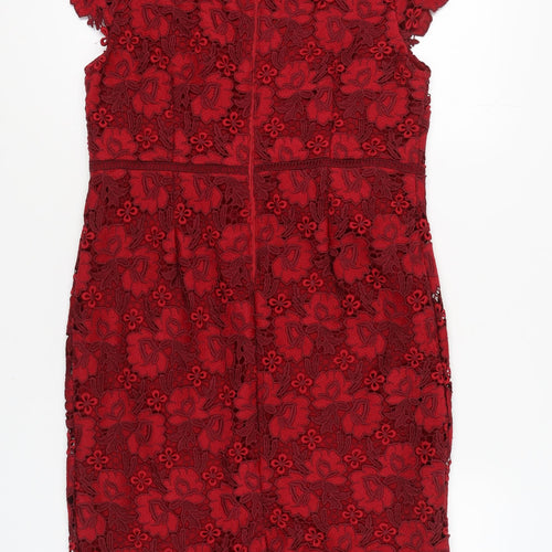 Marks and Spencer Women’s Red Floral Lace Dress Size 14