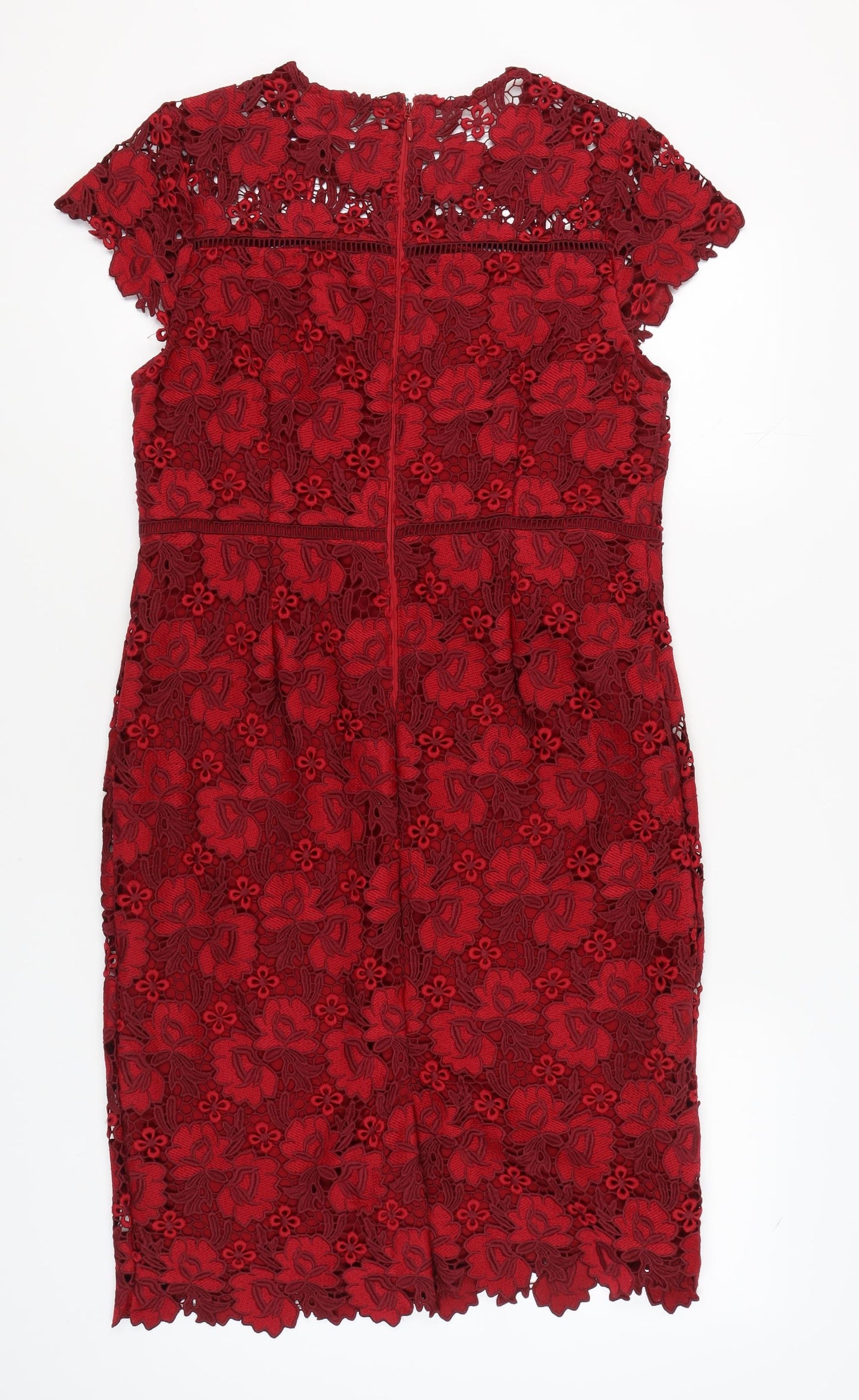 Marks and Spencer Women’s Red Floral Lace Dress Size 14