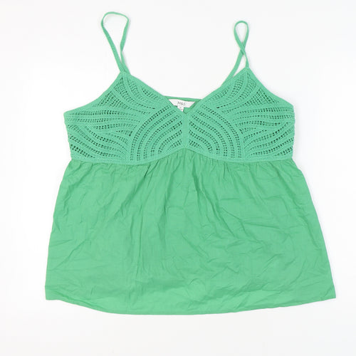 Marks and Spencer Green Cotton Camisole Tank - Size 12