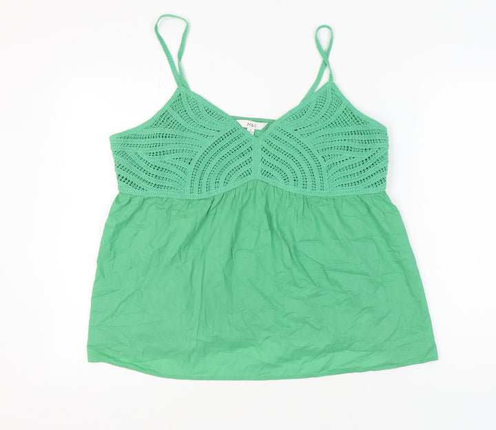 Marks and Spencer Green Cotton Camisole Tank - Size 12