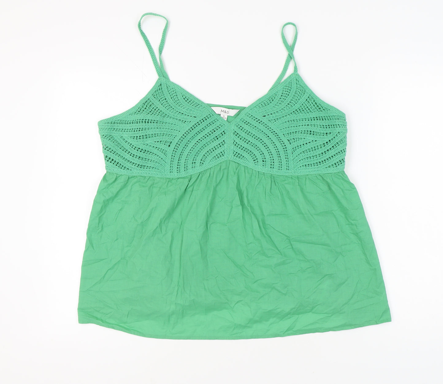 Marks and Spencer Green Cotton Camisole Tank - Size 12