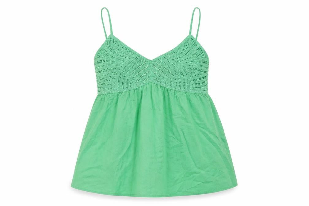 Front view of Marks & Spencer Green Cotton Camisole Tank -, size 12