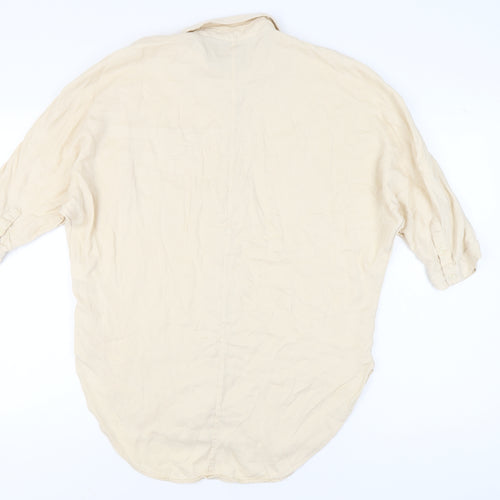 Marks and Spencer Women's Beige Button-Up Shirt Size 8