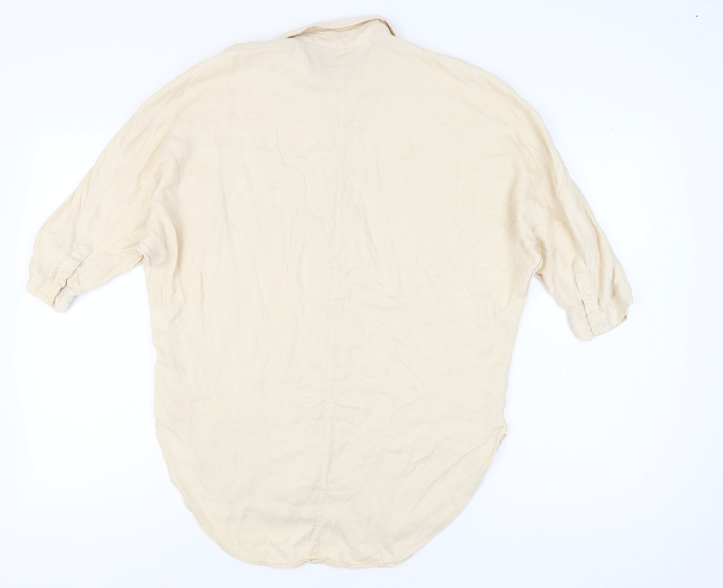 Marks and Spencer Women's Beige Button-Up Shirt Size 8