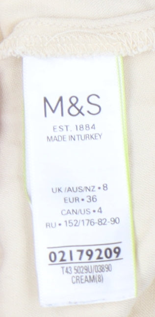 Marks and Spencer Women's Beige Button-Up Shirt Size 8