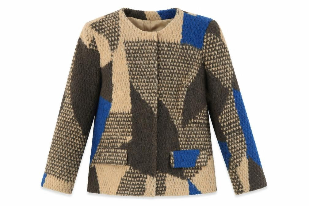 Front view of Emreco Women's Multicolour Geometric Pattern Jacket