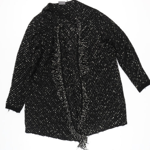 Yessica Women's Black Open Front Cardigan, Size M, Long Sleeve