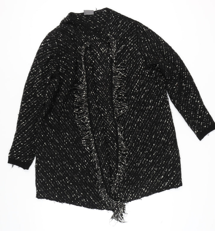 Yessica Women's Black Open Front Cardigan, Size M, Long Sleeve