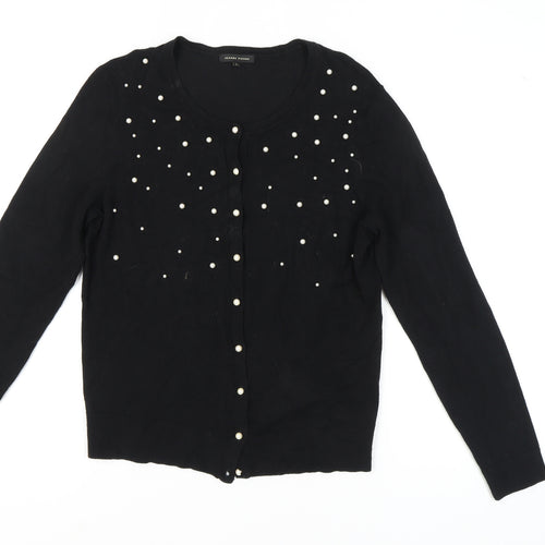 Jeanne Pierre Women's Black Beaded Cardigan L