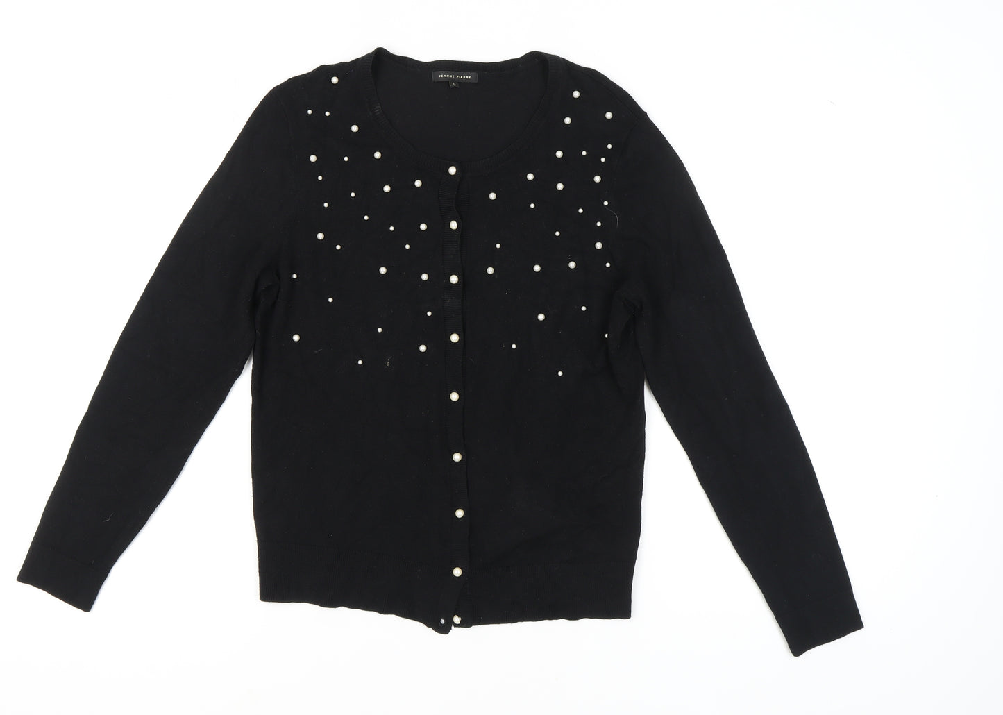 Jeanne Pierre Women's Black Beaded Cardigan L