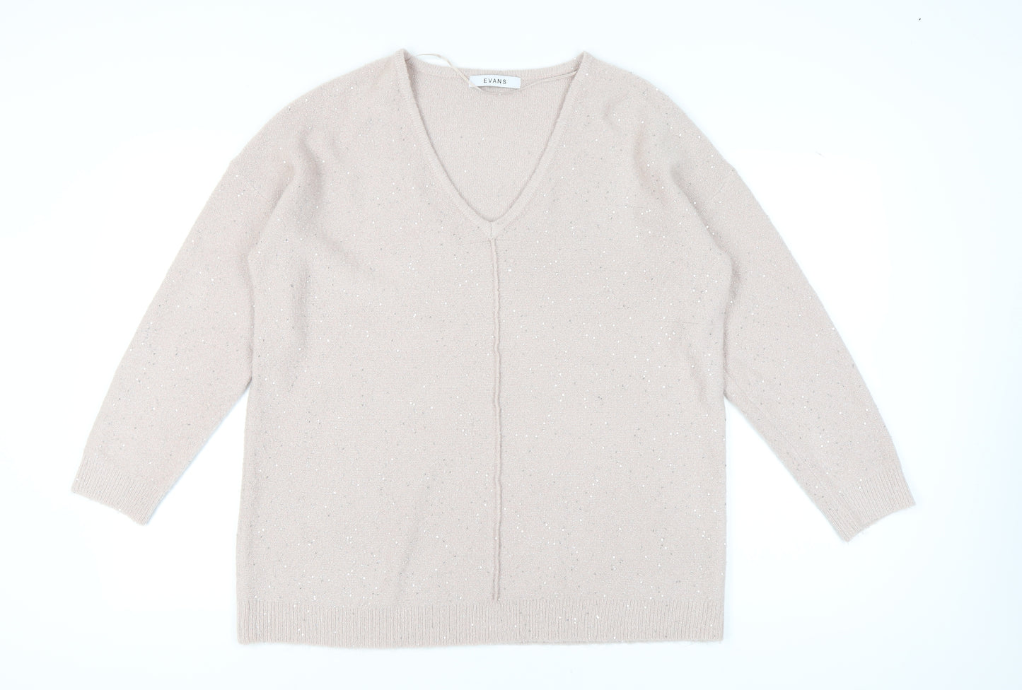 Evans Women's Pink V-Neck Pullover Jumper Size 18