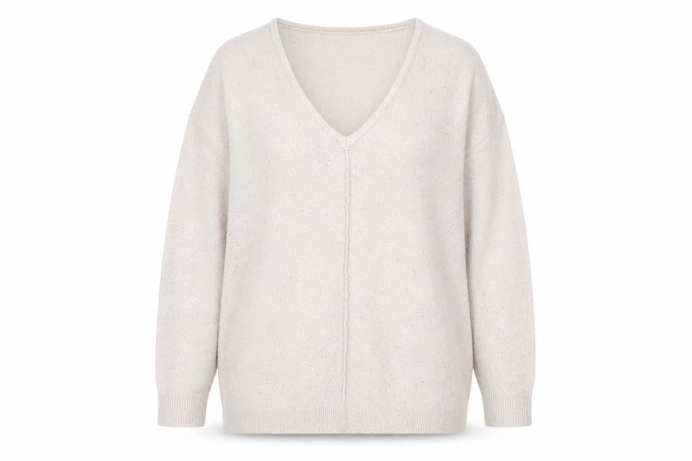 Front view of Evans Women's Pink V-Neck jumper, size 18