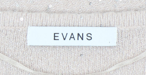 Evans Women's Pink V-Neck Pullover Jumper Size 18